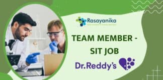 Team Member - SIT Job - at Dr. Reddy’s