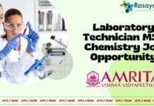 Laboratory Technician MSc Chemistry Job Opportunity