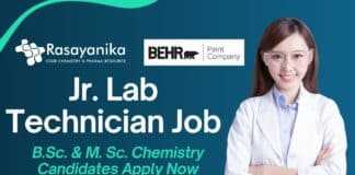 Jr. Lab Technician Job at Behr Paint – B.Sc. & M. Sc. Chemistry