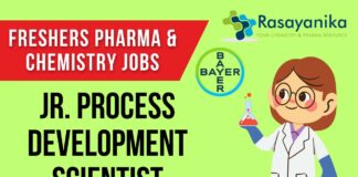Jr. Process Development Scientist Job Freshers Pharma & Chem