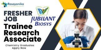 Jubilant Biosys Fresher Job Trainee Research Associate - Chemistry Graduates Apply Now - Greater Noida