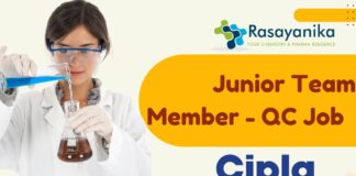 Junior Team Member - QC Job at Cipla! Pharma Apply now 