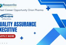 Latest Career Opportunity at Orion Pharma Hiring: Quality Assurance Executive Job- Apply Now 