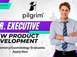 Pilgrim Sr. Executive - New Product Development - ChemistryCosmetology Graduates Apply Now - Mumbai