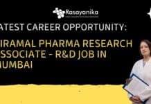 Latest Career Opportunity: Piramal Pharma Research Associate - R&D Job in Mumbai- Apply Now 