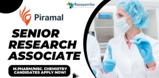 Piramal Pharma Solutions Senior Research Associate - M.PharmMSc. Chemistry Candidates Apply Now!