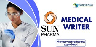 SUN Pharma Medical Writer - Pharmacy post-graduates Apply Now!