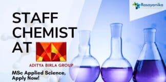 Staff Chemist at Aditya Birla Group- MSc Applied Science, Apply Now!