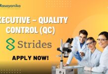Strides Pharma Executive - Quality Control (QC) - Pondicherry, Apply Now!