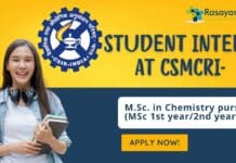 Student Intern at CSMCRI- M.Sc. in Chemistry pursuing (MSc 1st year2nd year) Apply Now!