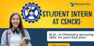 Student Intern at CSMCRI- M.Sc. in Chemistry pursuing (MSc 1st year2nd year) Apply Now!