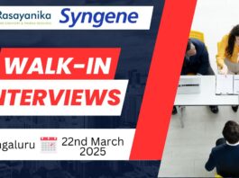 Walk-in Interviews At Syngene Hiring Medicinal & Chemistry