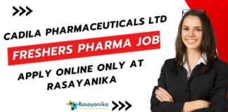 Cadila Pharmaceuticals Freshers Pharma Job