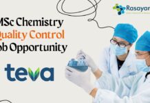 MSc Chemistry Quality Control Job Opportunity
