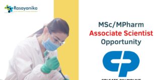 Pharm Associate Scientist Job at Colgate-Palmolive - Apply Now!