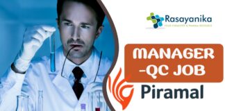 Manager -QC job at Piramal Group | Pharma Apply
