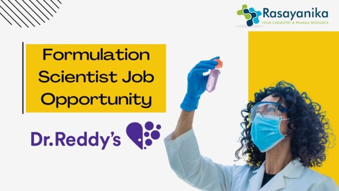 Formulation Scientist Job Opportunity