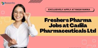 Freshers Pharma Jobs at Cadila