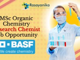 MSc Organic Chemistry Research Chemist Job Opportunity