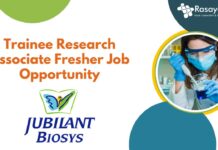 Trainee Research Associate Fresher Job Opportunity