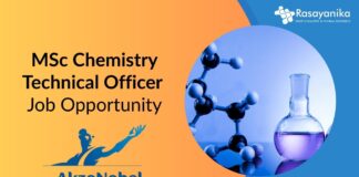 MSc Chemistry Technical Officer Job Opportunity