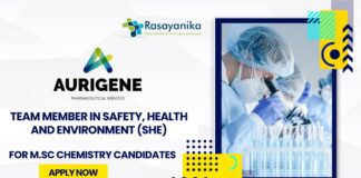 Aurigene Chemistry Jobs in R&D