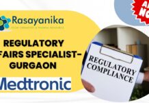 Regulatory Affairs Specialist- Gurgaon