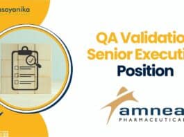 QA Validation Senior Executive Position