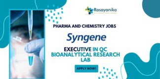Syngene QC Executive Role For Pharma & Chem, Apply Now