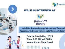 Walk-in Interview at Jubilant Biosys for M.Sc Chemistry!