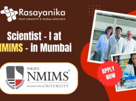 Scientist - I at NMIMS - in Mumbai