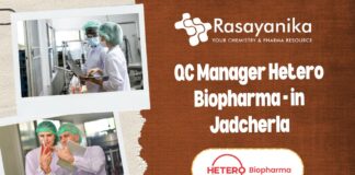 QC Manager Hetero Biopharma - in Jadcherla