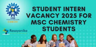 CSIR-CSMCRI Student Intern Vacancy 2025 for MSc Chemistry - Apply Now!
