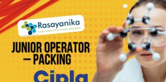 Cipla Junior Operator – Packing Job in Sikkim | Apply Now