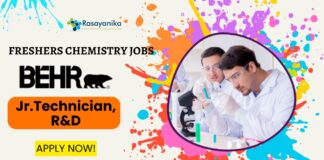 Freshers Chemistry job at Behr Paint