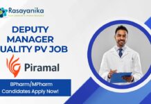 Deputy Manager Quality PV Job at Piramal Pharma – BPharmMPharm Candidates Apply Now!