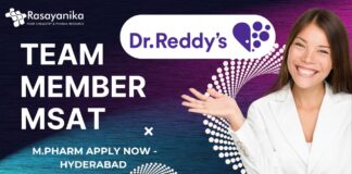 Dr. Reddy's Laboratories Ltd. Team Member MSAT - M.Pharm Apply Now - Hyderabad