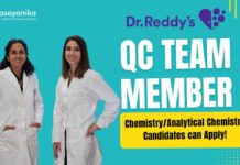 Dr. Reddy's - QC Team Member - ChemistryAnalytical Chemistry Candidates can Apply!