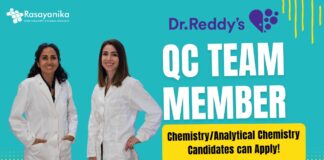 Dr. Reddy's - QC Team Member - ChemistryAnalytical Chemistry Candidates can Apply!