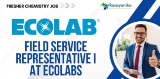 Fresher Chemistry Job, Field Service Representative I at ECOLABS - Apply Now