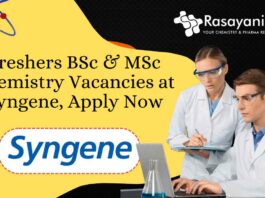 Freshers BSc & MSc Chemistry Vacancies at Syngene, Apply Now