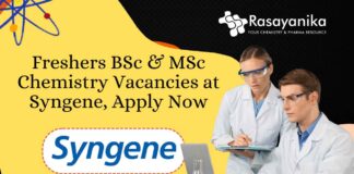 Freshers BSc & MSc Chemistry Vacancies at Syngene, Apply Now