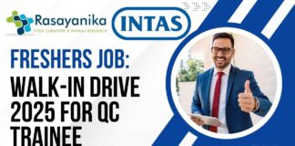 Freshers Job Intas Walk-In Drive 2025 for QC Trainee - Apply Now!!