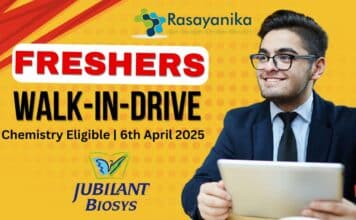 Fresher Alerts: Jubilant Biosys Walk-in Drive – Research & Scientist Positions on 6th April 2025 Freshers Walk-In-Drive at Jubilant Biosys - Chemistry Eligible 6th April 2025