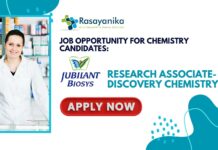 Job Opportunity for Chemistry Candidates: Jubilant Biosys Research Associate- Apply Now