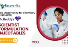 Job Opportunity for chemistry graduates: Scientist Job at Dr. Reddy’s for Formulation Injectables - Apply Now