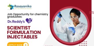 Job Opportunity for chemistry graduates: Scientist Job at Dr. Reddy’s for Formulation Injectables - Apply Now