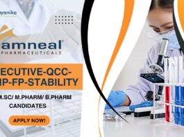 Amneal Executive Job for M.Sc/M.Pharm/B.Pharm Candidates