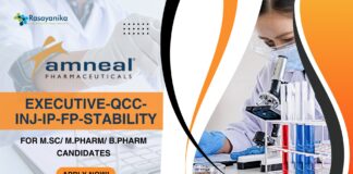 Amneal Executive Job for M.Sc/M.Pharm/B.Pharm Candidates
