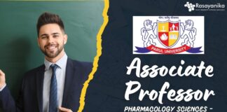 Parul University Associate Professor- Pharmacology Sciences - M.PharmPh.D. Apply Now